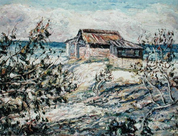 Ocean Shack, Key West, Florida (öljy kankaalle) tekijältä Ernest Lawson