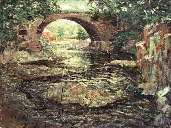 Old Stone Bridge (öljy kankaalle) tekijältä Ernest Lawson