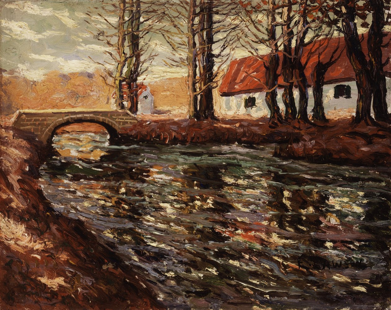 Jokimaisema, noin 1920 tekijältä Ernest Lawson