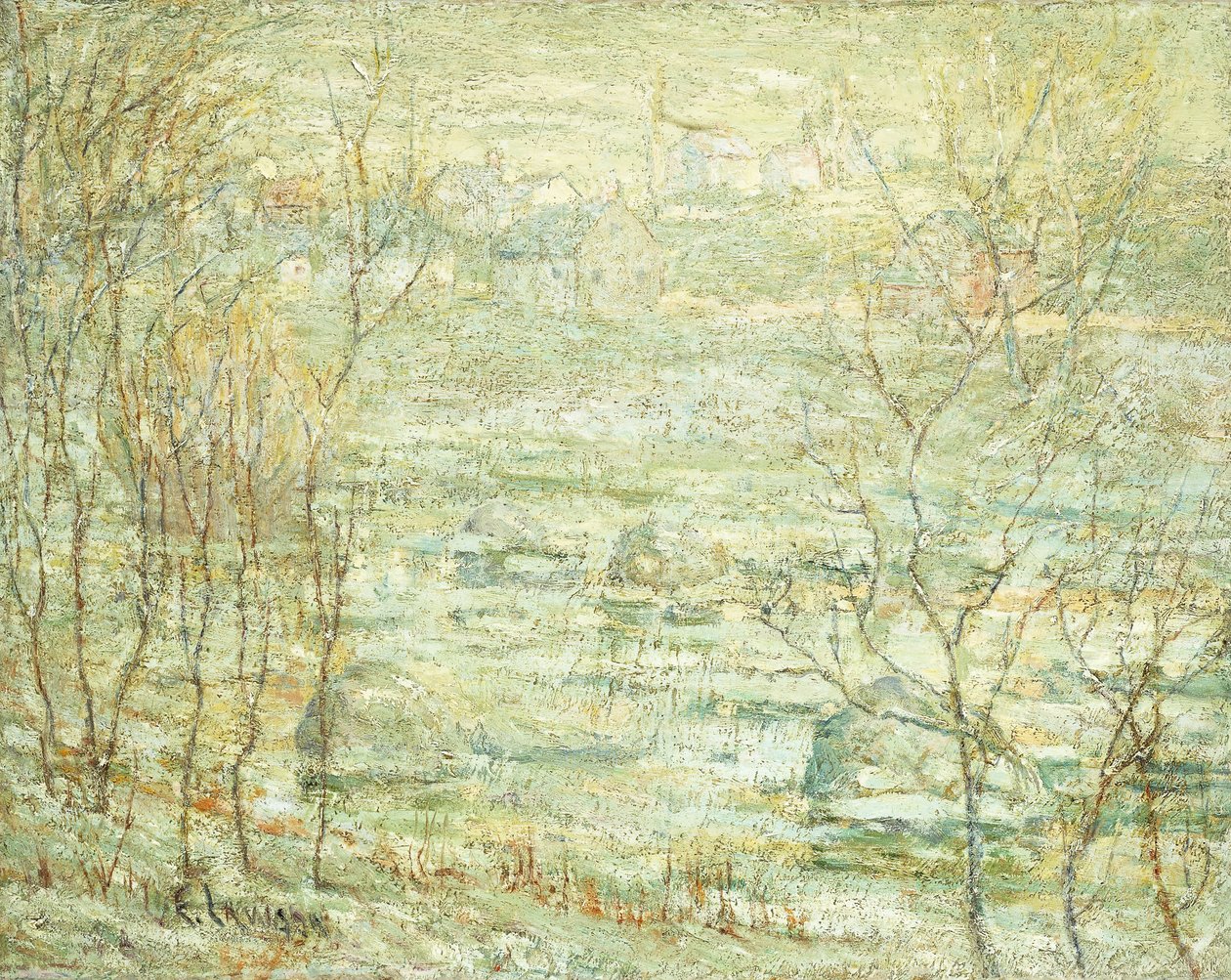 Kevätmaisema, Harlem-joki tekijältä Ernest Lawson