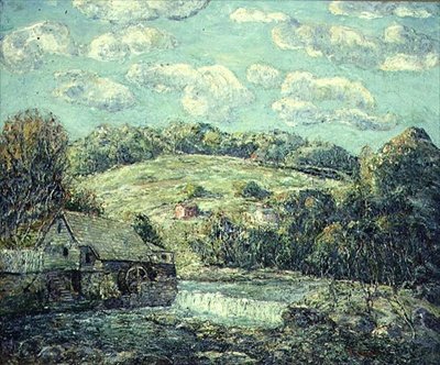 Old Mill, Wilton, Connecticut (öljy kankaalle) tekijältä Ernest Lawson