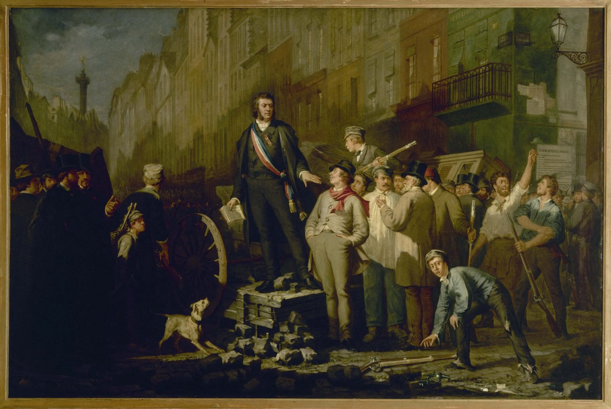 Alphonse Baudin (1811-1851) Faubourg Saint-Antoinen barrikadilla 3. joulukuuta. tekijältä Ernest Louis Pichio