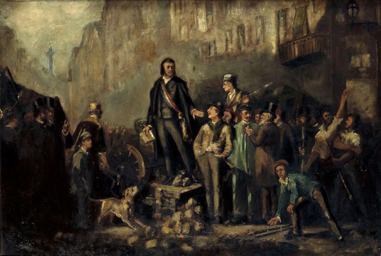 Alphonse Baudin (1811-51) Faubourg Saint-Antoinen barrikadilla 3. joulukuuta tekijältä Ernest Louis Pichio