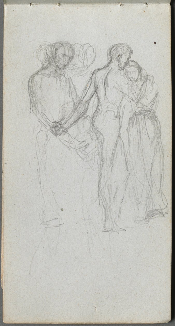 Luonnoskirja, sivu 10: Figuurit syleilevät. tekijältä Jean Louis Ernest Meissonier