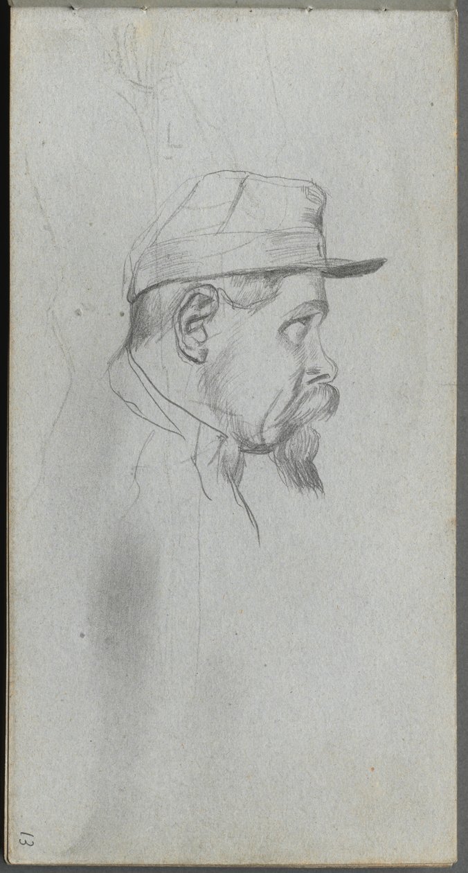 Luonnoskirja, sivu 13: Miehen rintakuva profiilissa. tekijältä Jean-Louis Ernest Meissonier