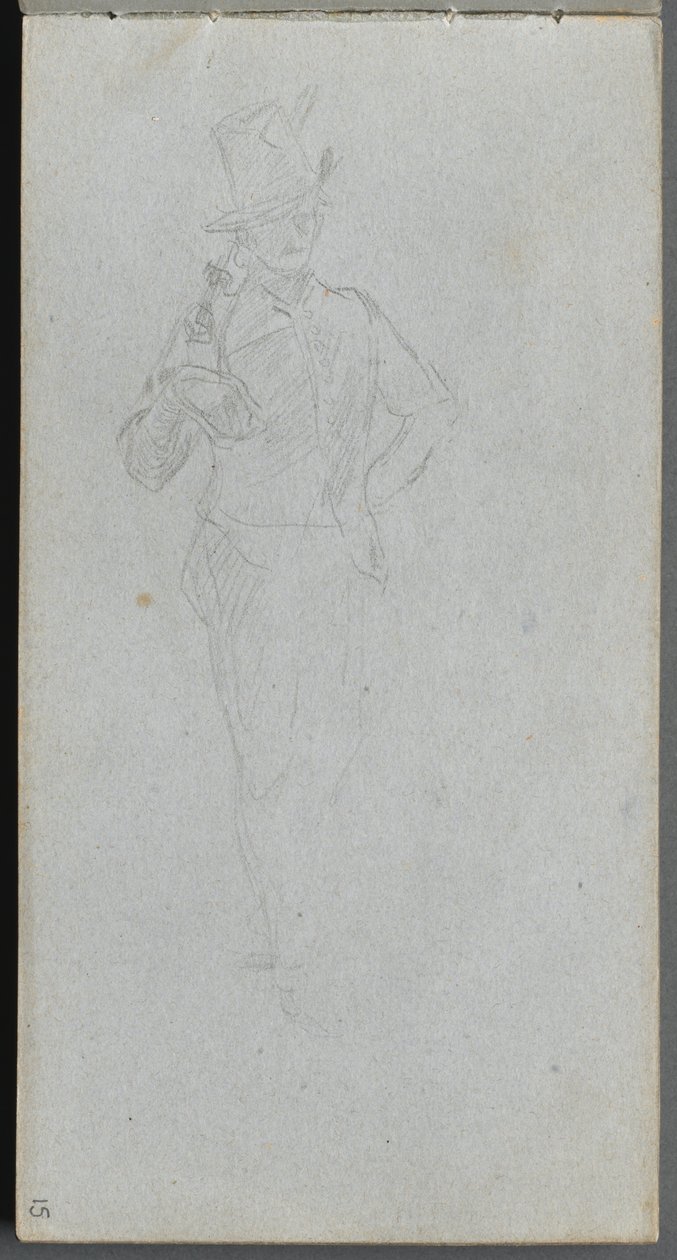 Luonnoskirja, sivu 15: Tutkimus sotilasta. tekijältä Jean Louis Ernest Meissonier