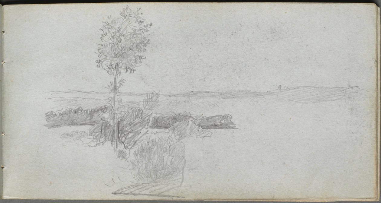 Luonnoskirja, sivu 28: Maisematutkimus. tekijältä Jean Louis Ernest Meissonier