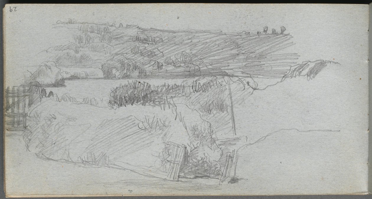 Luonnoskirja, sivu 29: Maisematutkimus. tekijältä Jean Louis Ernest Meissonier