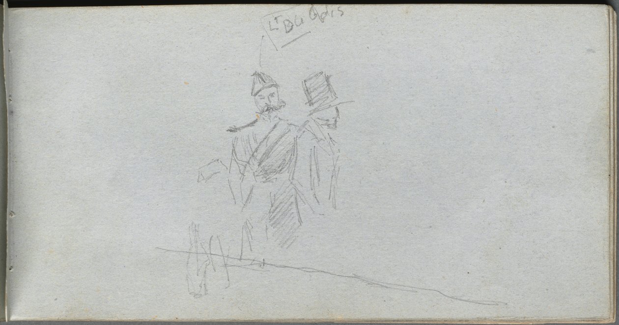 Luonnoskirja, sivu 38: Tutkimus sotilasta ja hahmosta silinterissä. tekijältä Jean Louis Ernest Meissonier