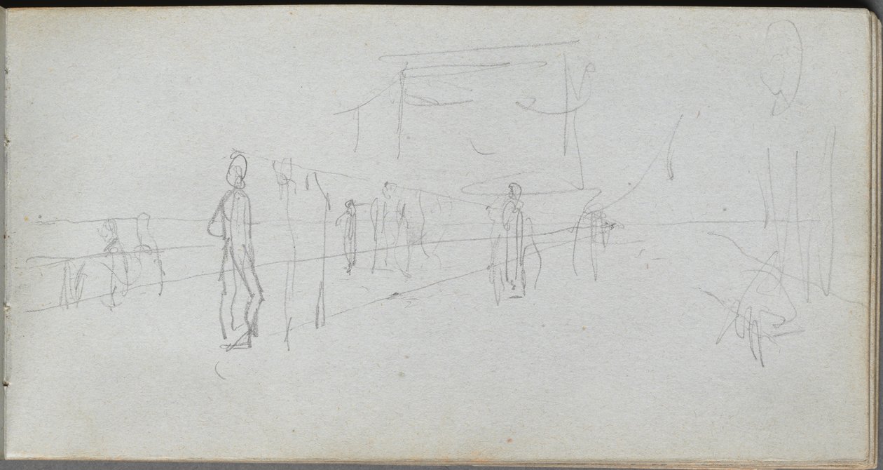 Luonnoskirja, sivu 40: Perspektiivitutkimus. tekijältä Jean Louis Ernest Meissonier