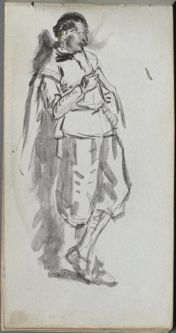 Luonnosvihko, sivu 46: Seisova mieshahmo. tekijältä Jean Louis Ernest Meissonier