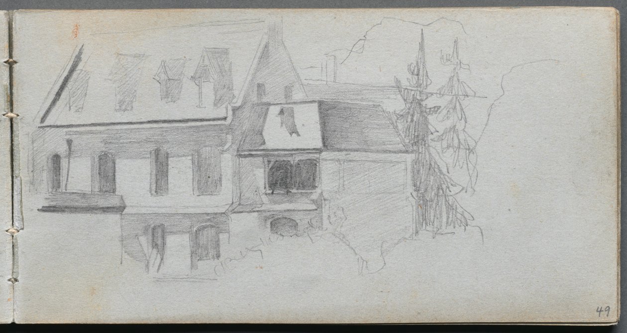 Luonnoskirja, sivu 49: Arkkitehtuuritutkimus. tekijältä Jean Louis Ernest Meissonier