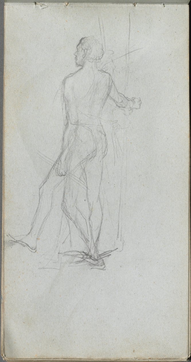 Luonnoskirja, sivu 60: Nude Male Study tekijältä Ernest Meissonier