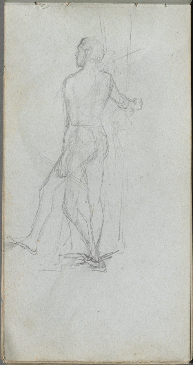 Luonnoskirja, sivu 60: Nude Male Study. tekijältä Jean Louis Ernest Meissonier