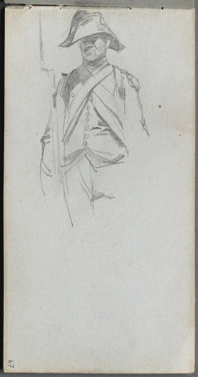 Luonnoskirja, sivu 67: Tutkimus sotilasta. tekijältä Jean Louis Ernest Meissonier