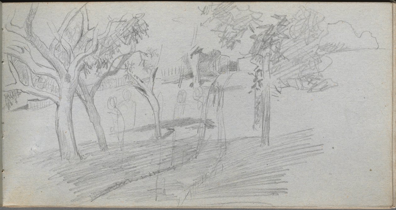 Luonnoskirja, sivu 74: Maisematutkimus tekijältä Ernest Meissonier