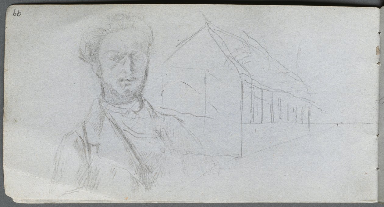 Luonnoskirja, sivu 99: Study of Figure, Building tekijältä Ernest Meissonier