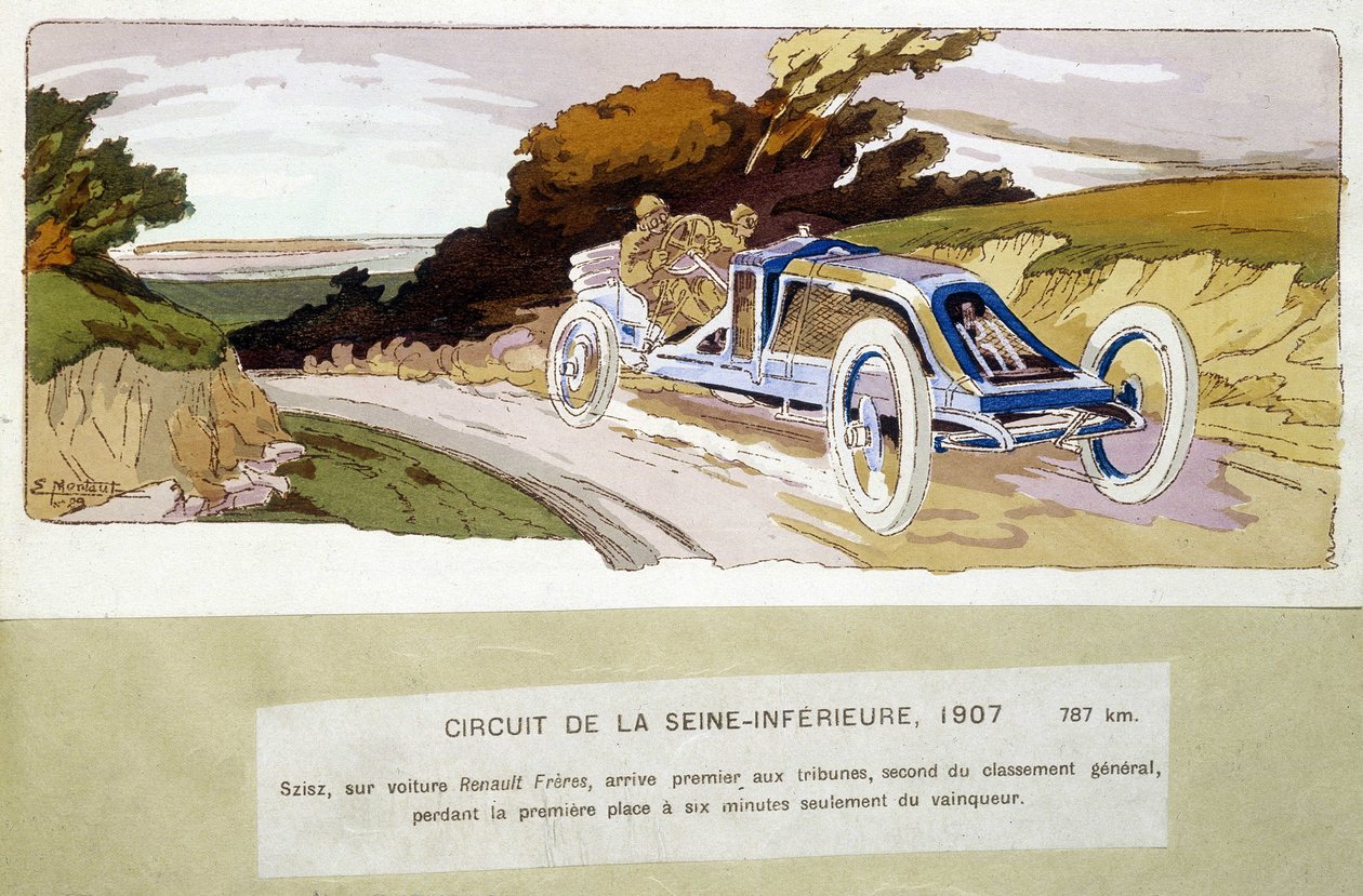 Circuit de la Seine-Inèrieure, Szisz autolla Renault Frères, tuli katsomossa ensimmäiseksi, toiseksi yleisluokituksessa, menettäen 1. sijan vain kuuden minuutin päässä voittajasta tekijältä Ernest Montaut