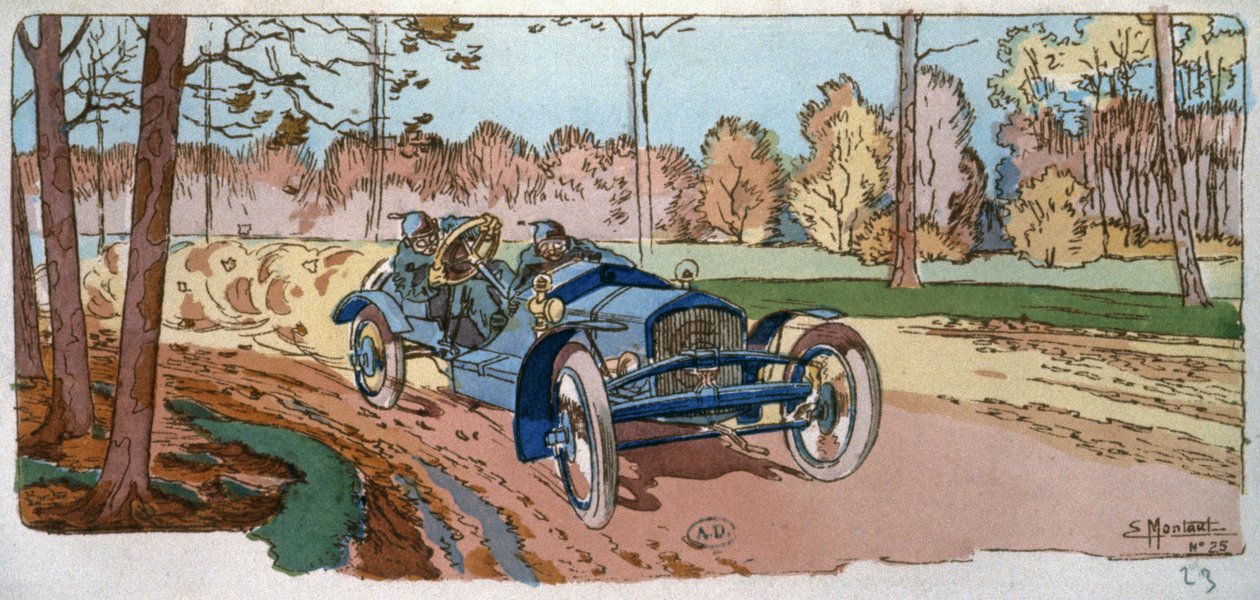 Georges Sizaire omalla valmistamallaan autollaan Coupe des Voiturettesissa tekijältä Ernest Montaut