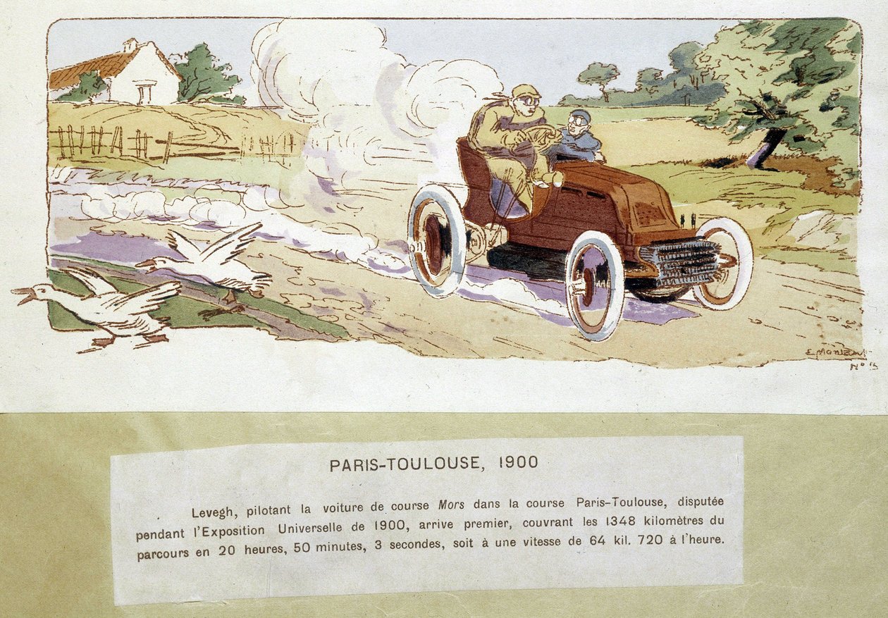 Pariisi - Toulouse -kilpailu vuonna 1900, piirustus Ernest Montaut (1878-1909). tekijältä Ernest Montaut