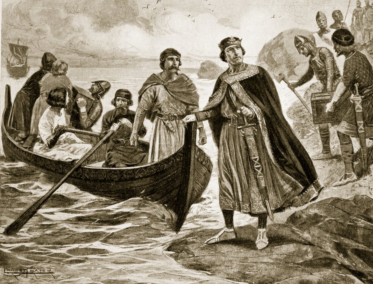 Ethelred the Unready lähtemässä Normandiaan, 1013, kuvitus teoksesta "Hutchinson