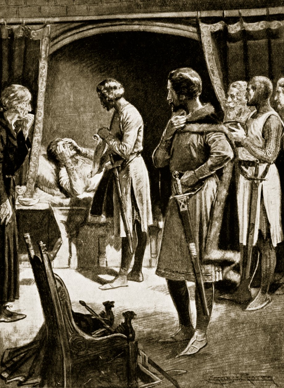 Henry II:n kuolema, 1189, kuvitus teoksesta "Hutchinson