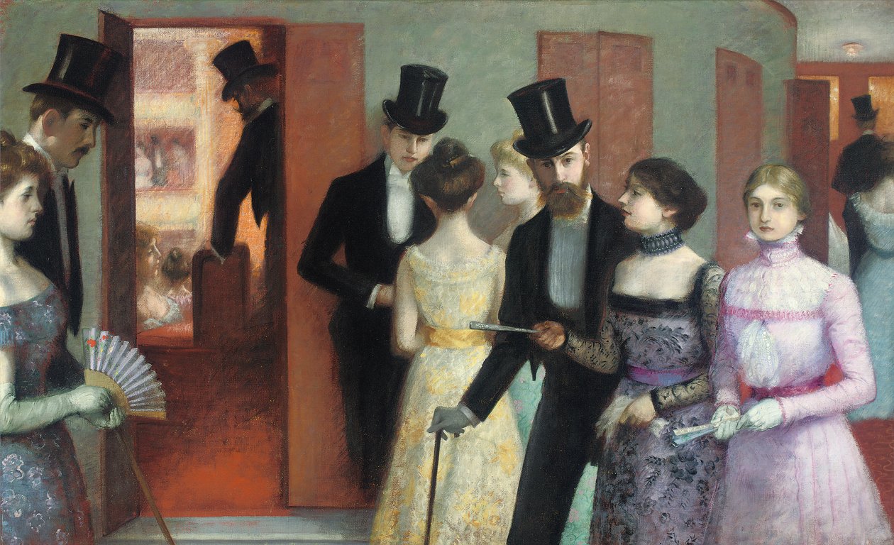Soiree at the Opera, n. 1900 (öljy kankaalle) tekijältä Ernest Rouart
