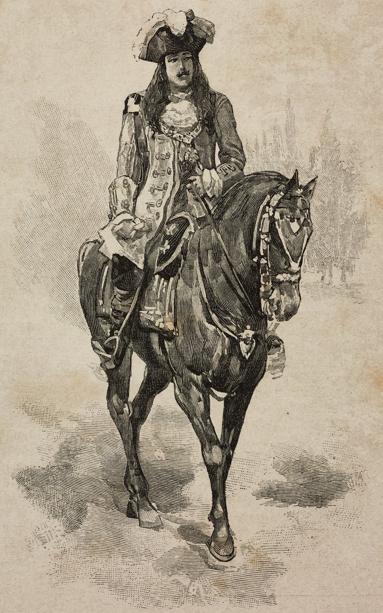 Torinon kreivi Vittorio Emanuele Savoylainen Vittorio Amedeo II Savoylaisen asussa Villa Borghese -turnauksessa Umberto I:n ja Margherita of Savoyssa vietetyn hopeahäiden yhteydessä, Rooma, Italia tekijältä Ernesto Mancastroppa