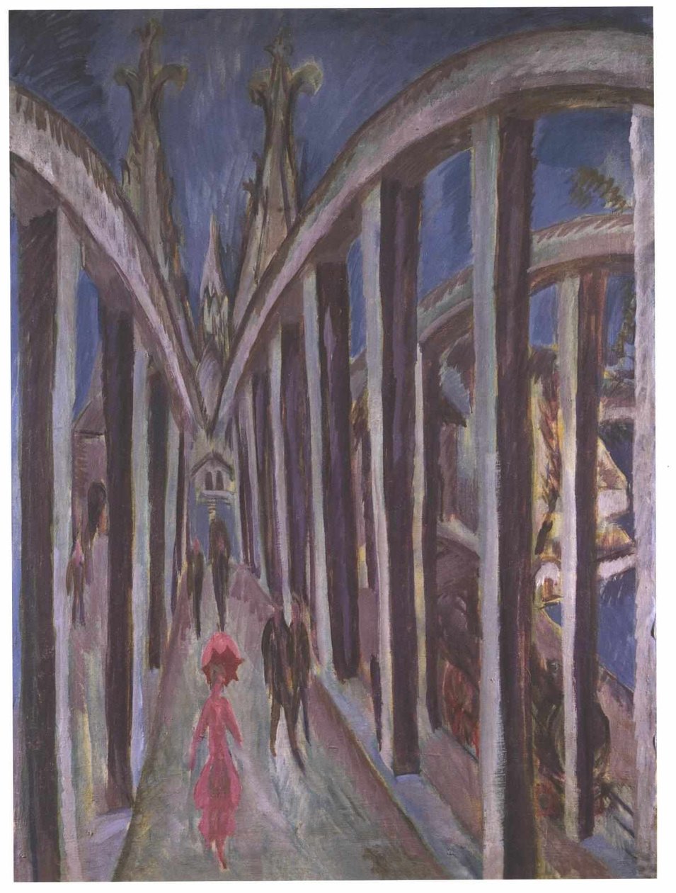 Silta Reinin yli Kölnissä Deutsch: Rheinbrücke Kölnissä, Rheinbrücke bei Kolnn tekijältä Ernst Ludwig Kirchner