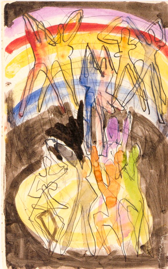 Suunnittelu Essenin juhlasalille - Värikäs tanssitausta Saksa: Entwurf fur den Festsaal Essenissä - Farbentanz Ruckwandn tekijältä Ernst Ludwig Kirchner