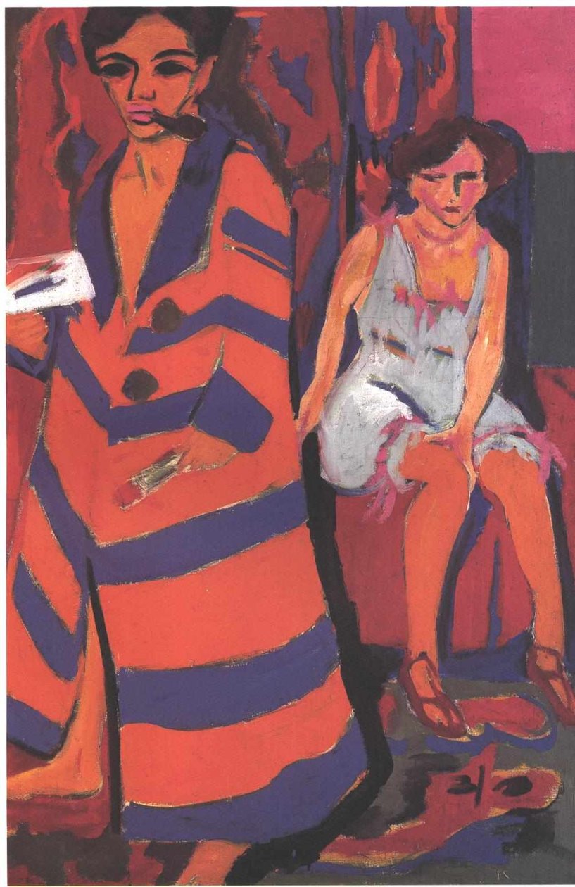Selbstbildnis mit Modell English: Omakuva mallin kanssa tekijältä Ernst Ludwig Kirchner