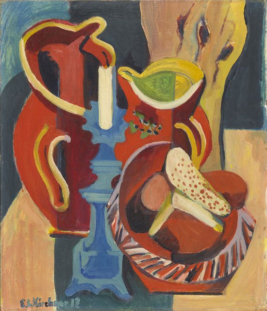 Stilleben mit Krugen und Kerzenn tekijältä Ernst Ludwig Kirchner