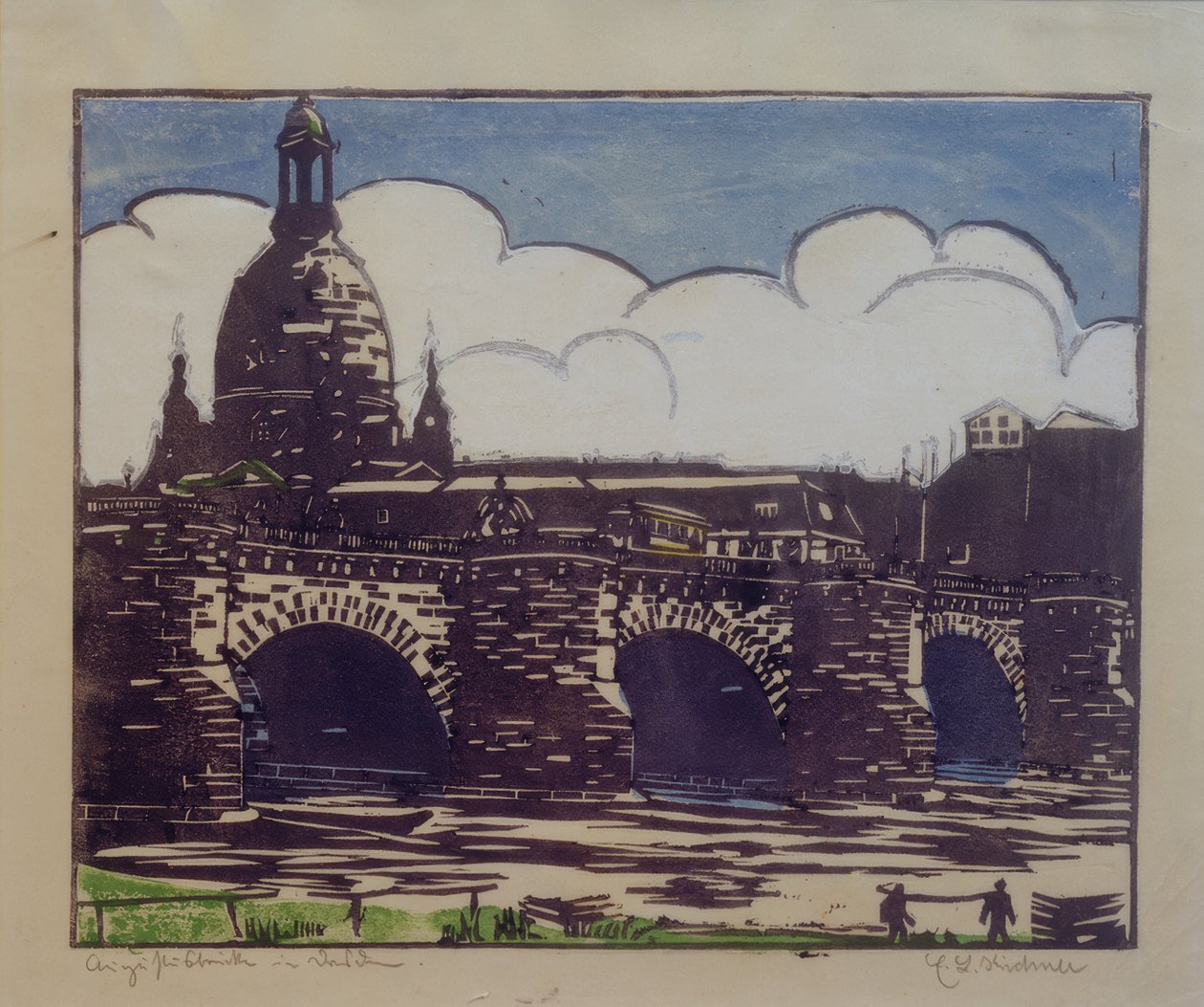 Augustusbrücke mit Frauenkirche tekijältä Ernst Ludwig Kirchner