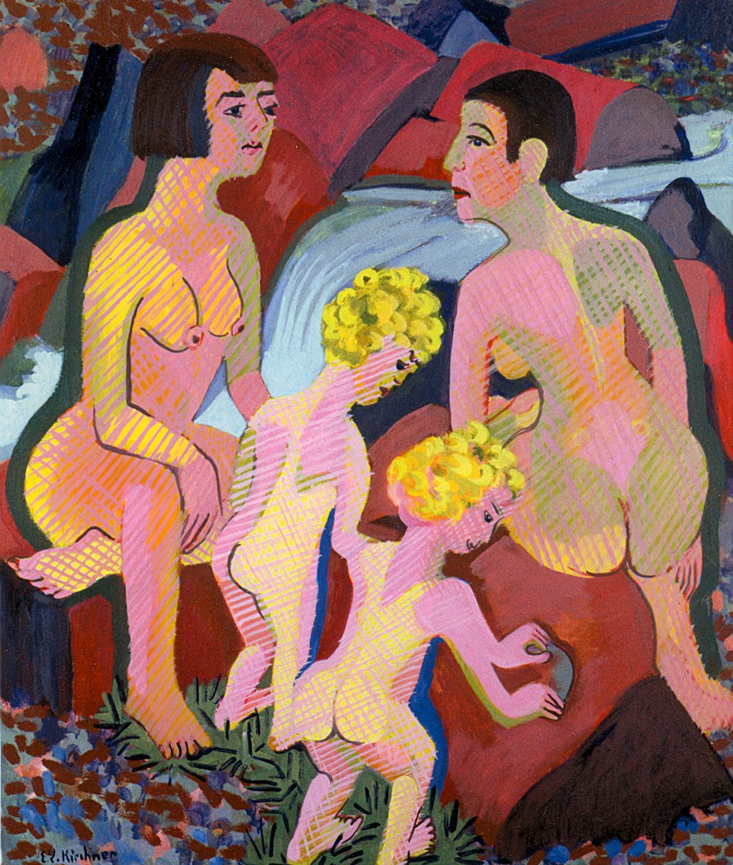 Badende Frauen und Kinder tekijältä Ernst Ludwig Kirchner