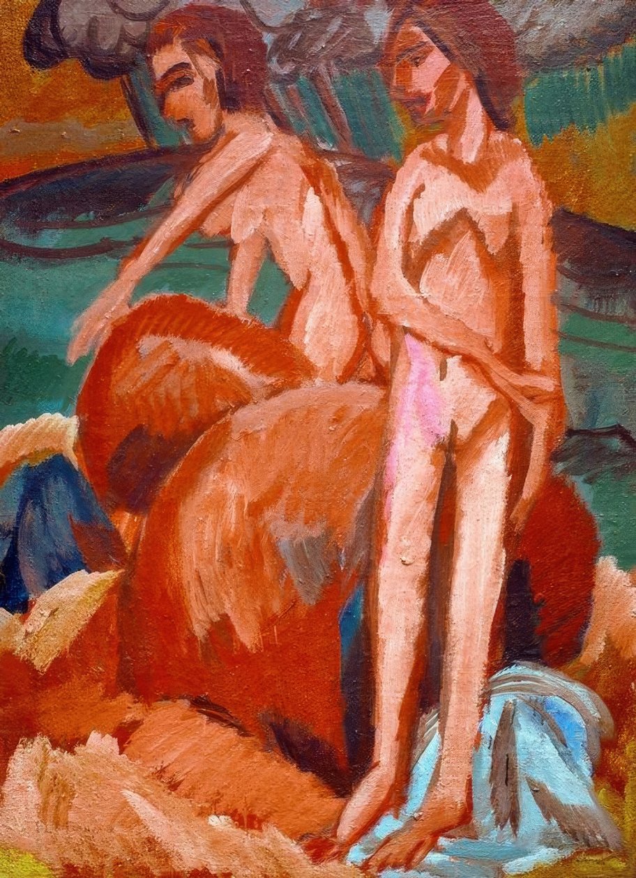 Badende am Meer tekijältä Ernst Ludwig Kirchner
