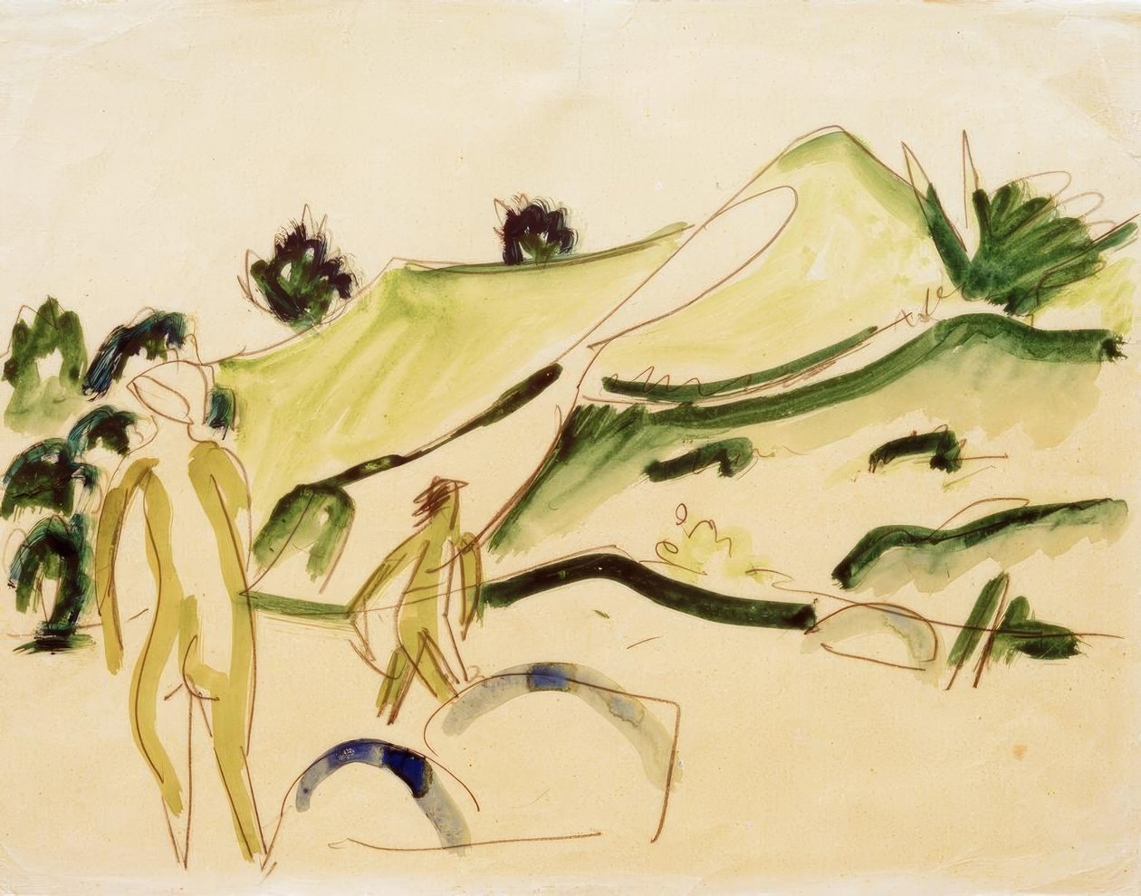 Badende am Strand tekijältä Ernst Ludwig Kirchner