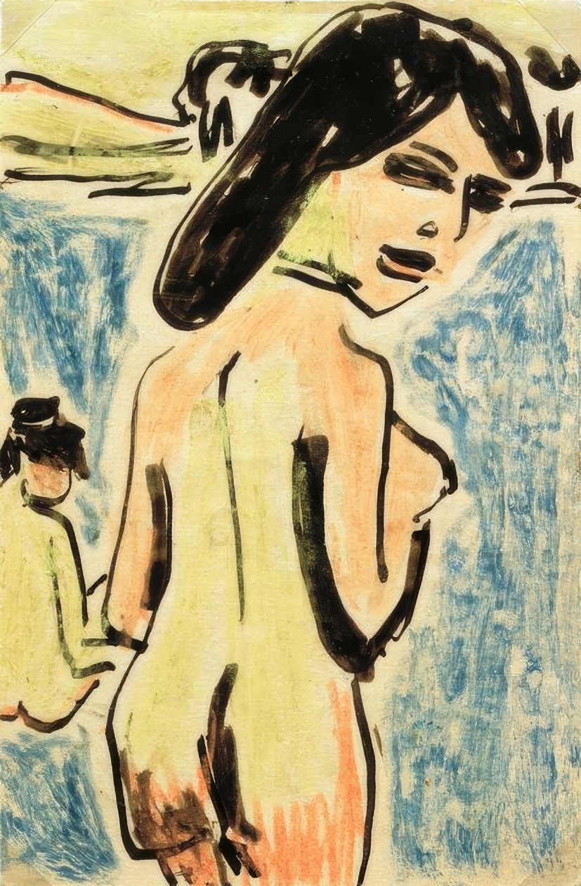 Badende am Teich tekijältä Ernst Ludwig Kirchner