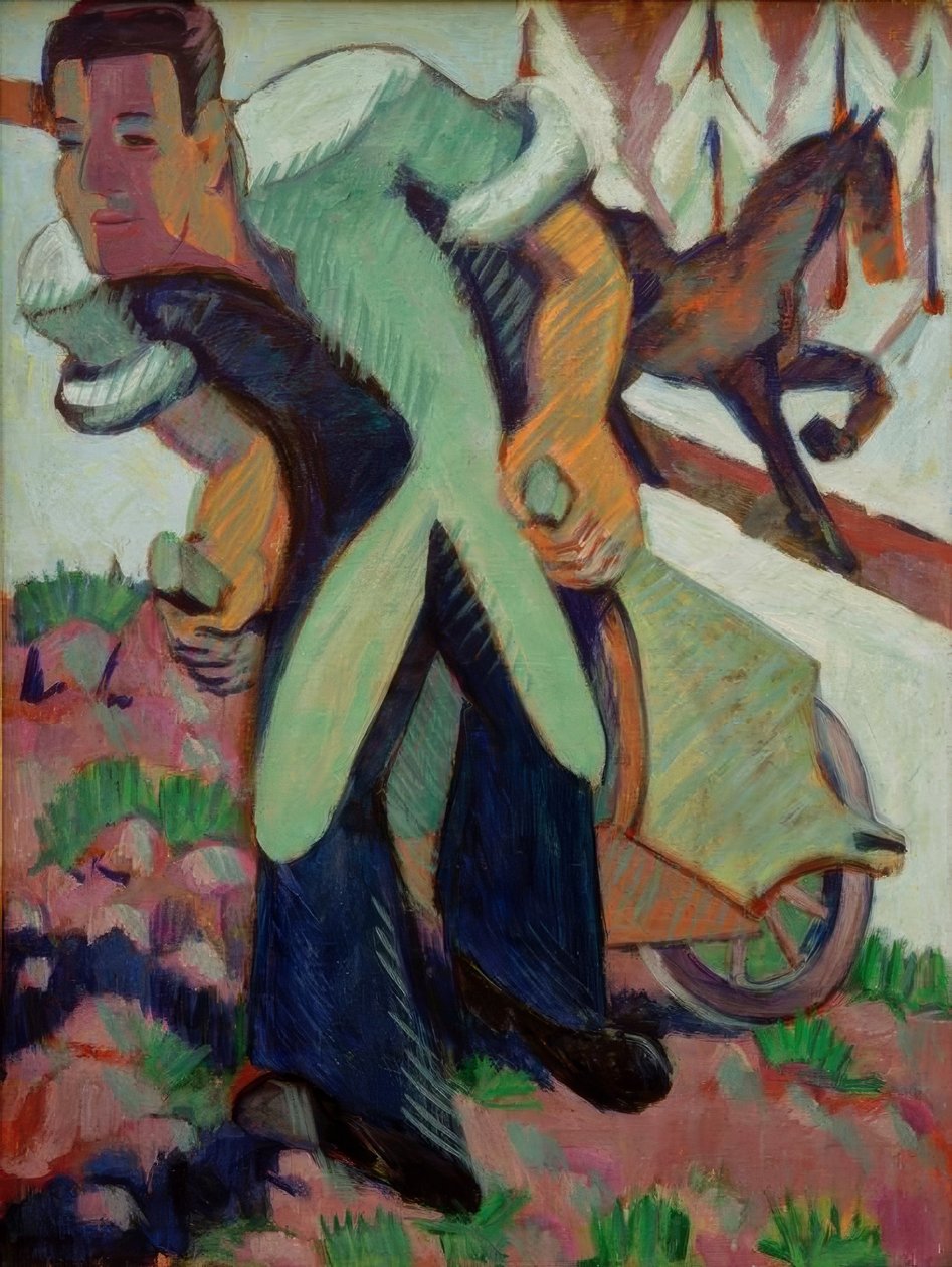 Bauer, einen Schubkarren ziehend tekijältä Ernst Ludwig Kirchner