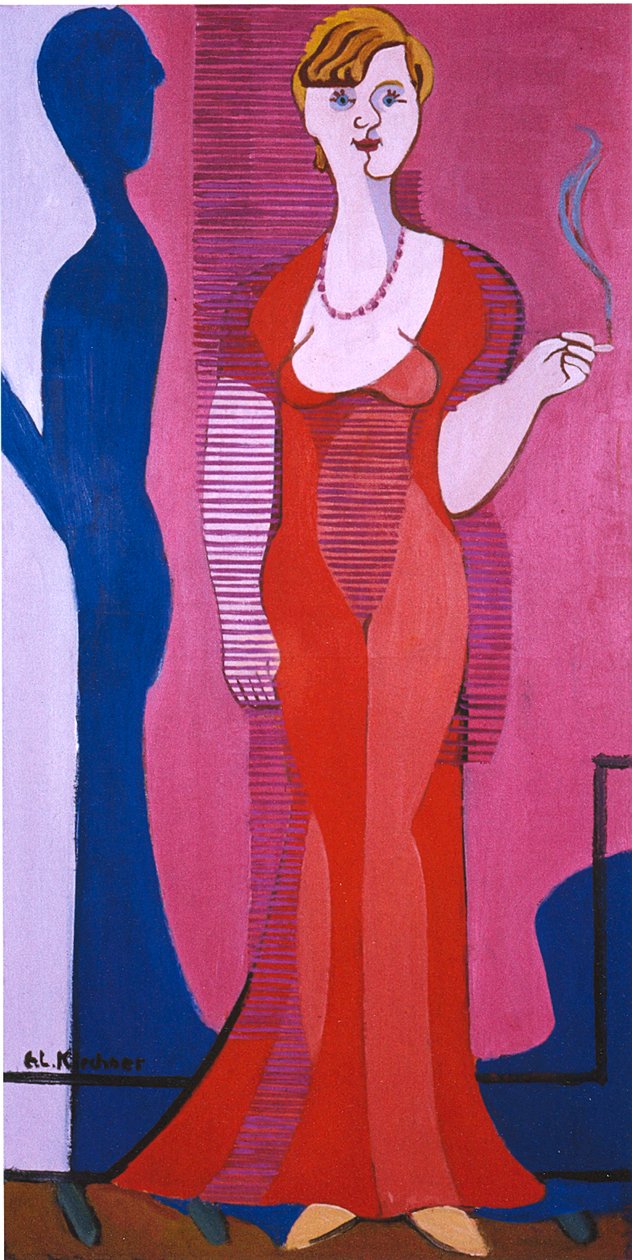 Blondi Frau roolissa Kleid, Bildnis Elisabeth Hembus tekijältä Ernst Ludwig Kirchner