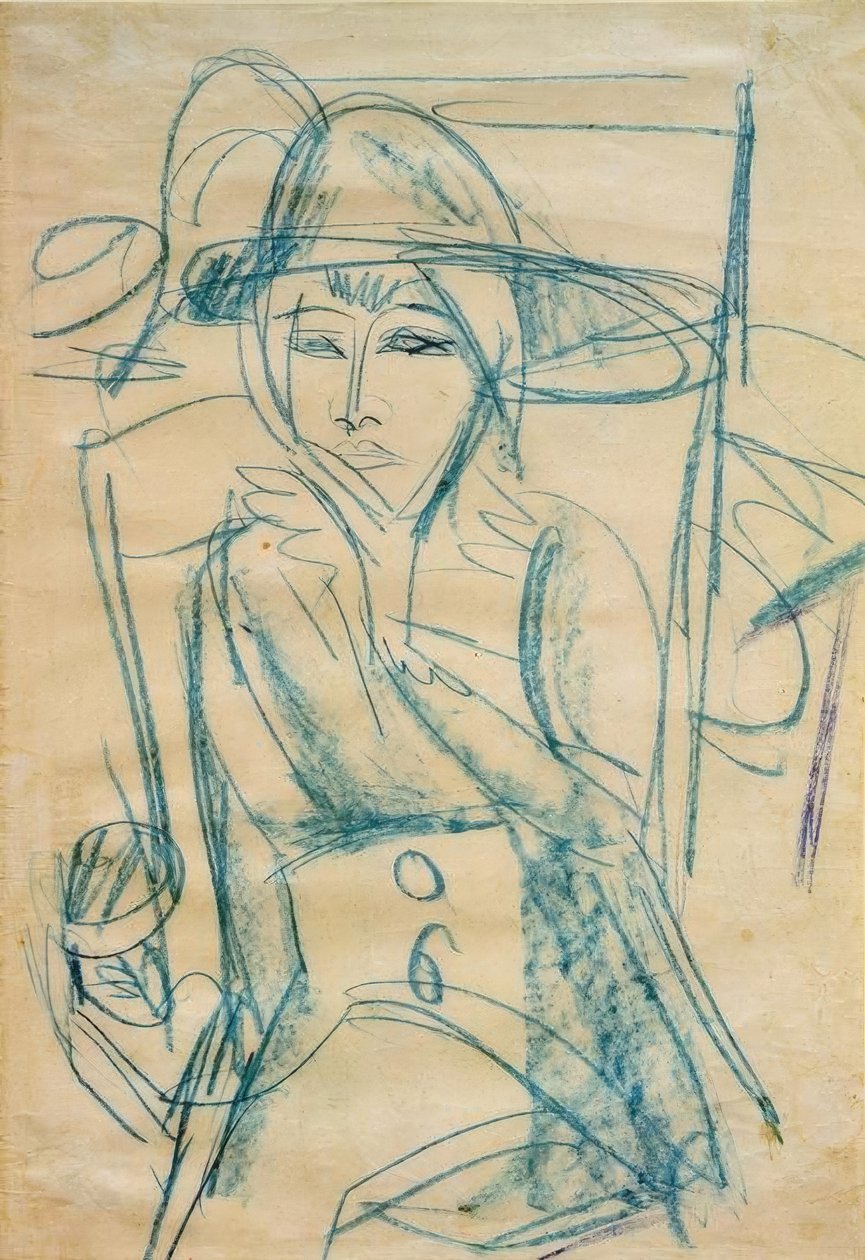 Damenportrait (Gerda mit Hut) tekijältä Ernst Ludwig Kirchner