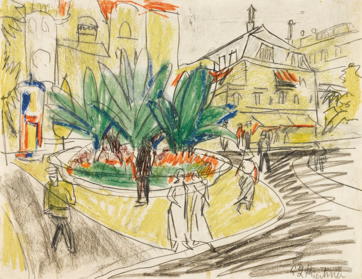Das Boskett auf dem Albertplatz Dresdenissä tekijältä Ernst Ludwig Kirchner