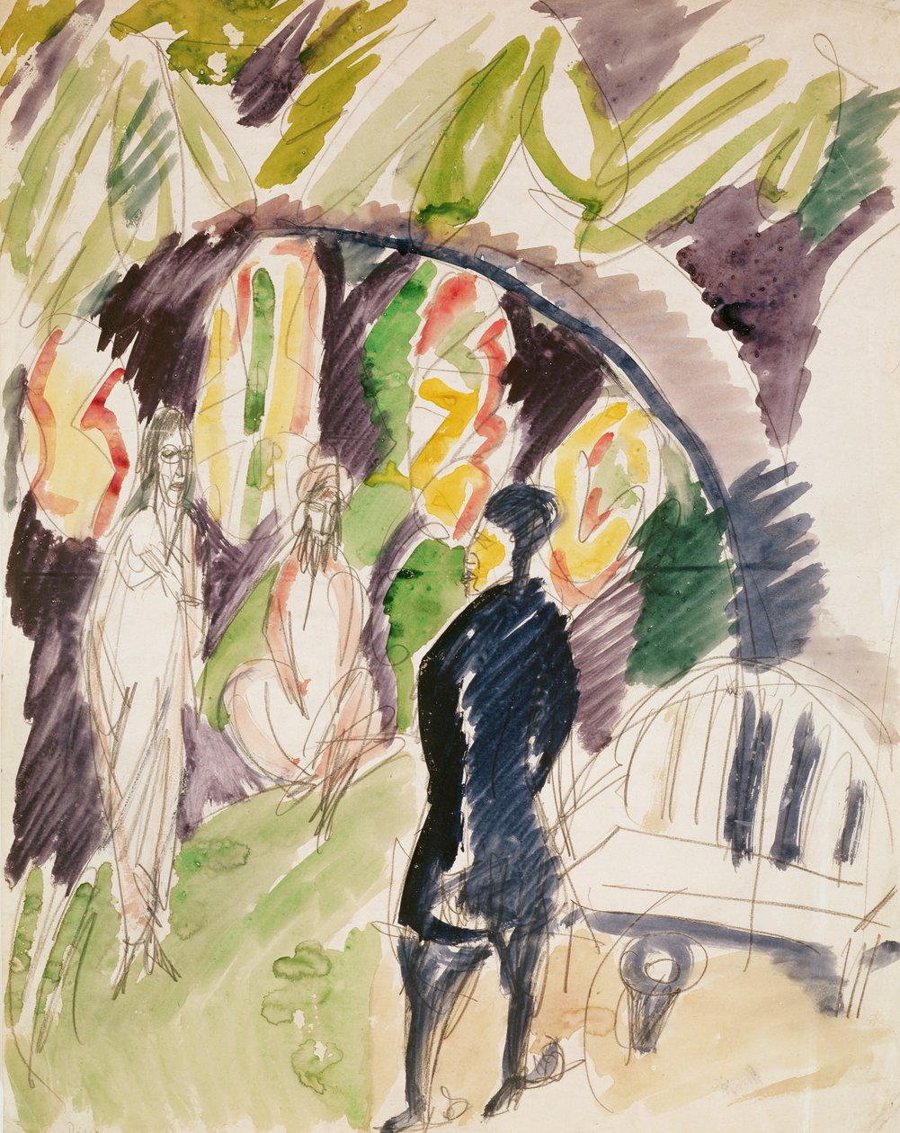 Divaani (sohva) 1912-14 (wc ja kynä paperille) tekijältä Ernst Ludwig Kirchner