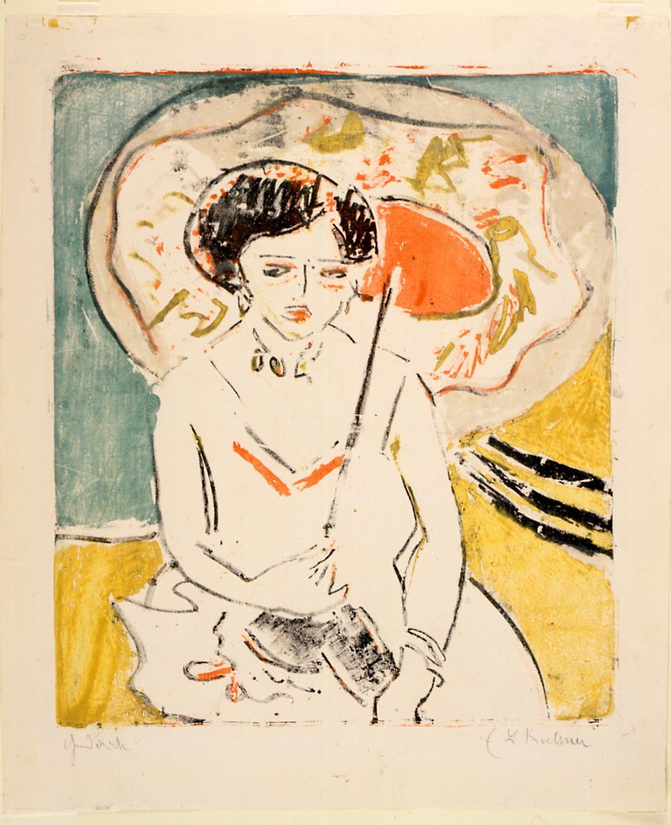 Dodo mit japanischem Schirm tekijältä Ernst Ludwig Kirchner