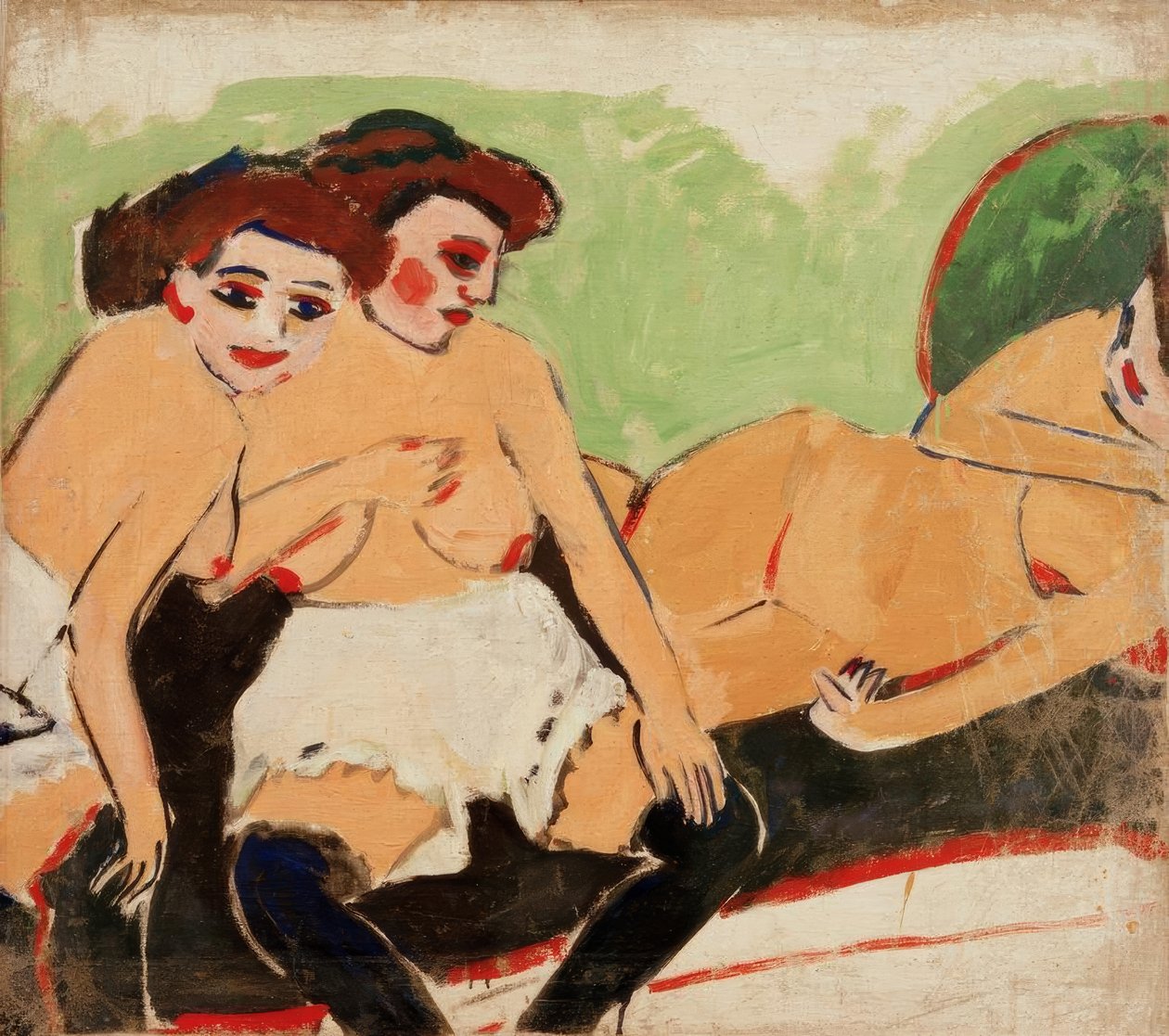 Drei Akte auf schwarzem sohva tekijältä Ernst Ludwig Kirchner
