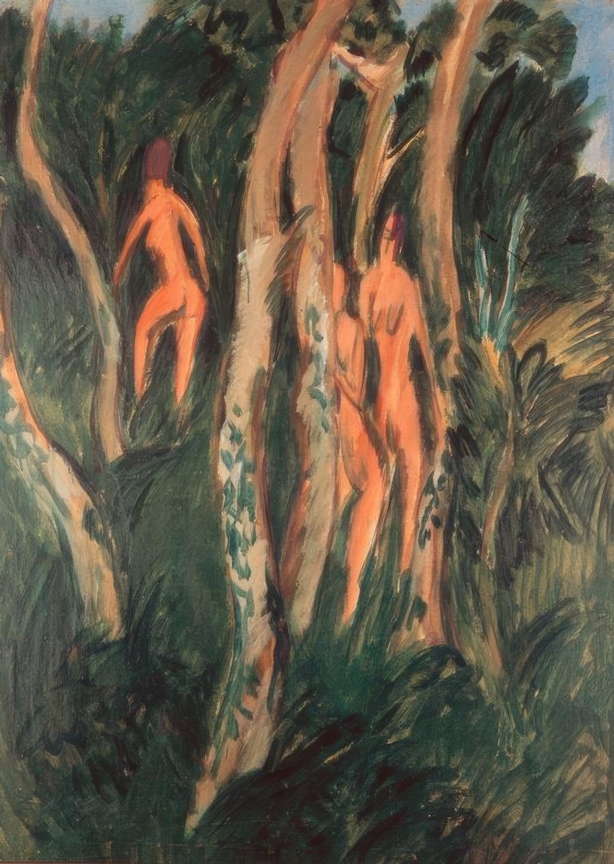 Drei Akte unter Bäumen tekijältä Ernst Ludwig Kirchner