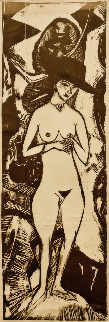 E.L.Kirchner, Akt mit schwarzem Hut tekijältä Ernst Ludwig Kirchner