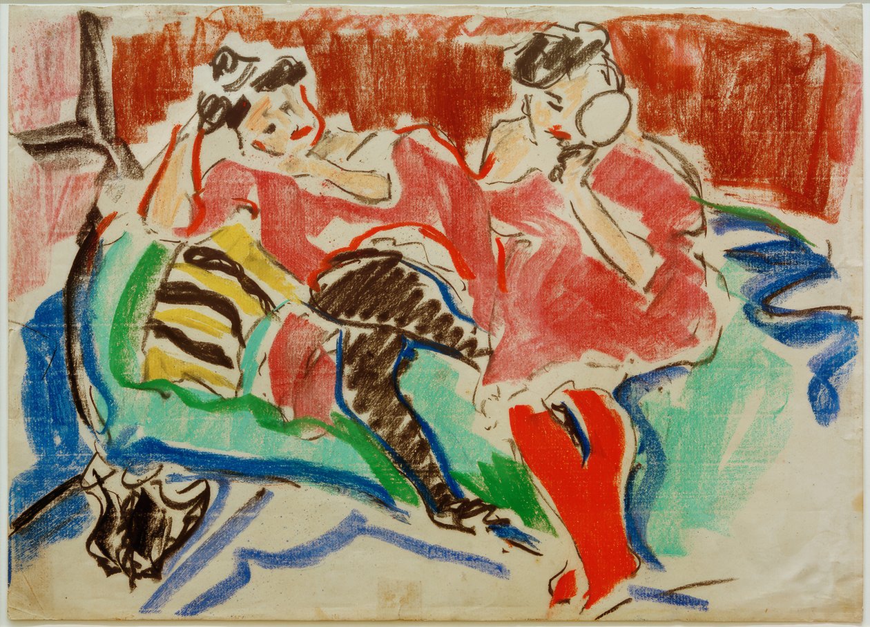 E.L.Kirchner, Zwei Mädchen auf einem Sohva tekijältä Ernst Ludwig Kirchner