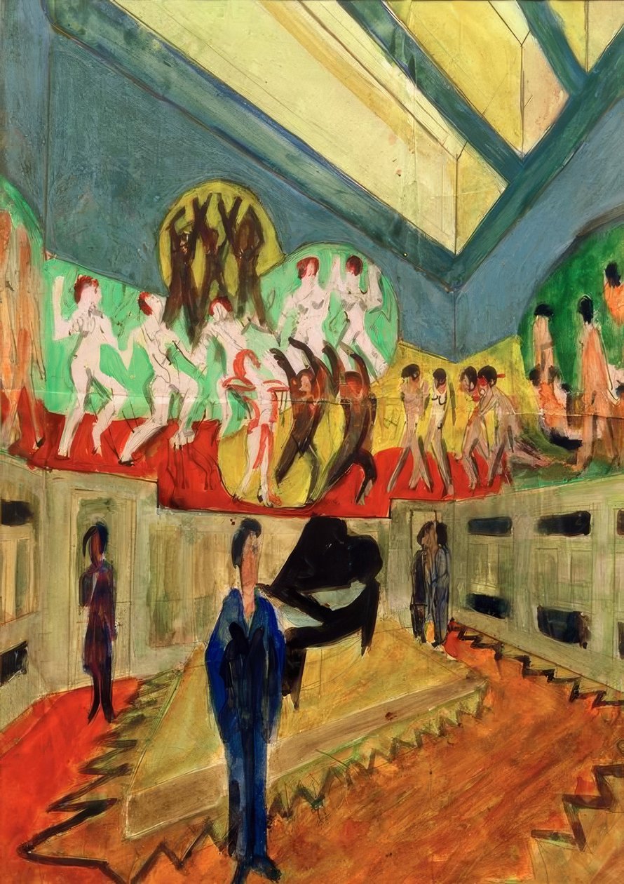 Entwurf zur Ausmalung der Wände des Podiums im Festsaal tekijältä Ernst Ludwig Kirchner