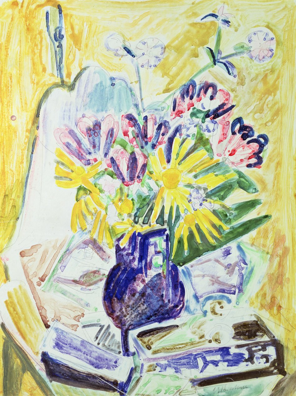 Kukat maljakossa, 1918-19 (wc paperilla) tekijältä Ernst Ludwig Kirchner