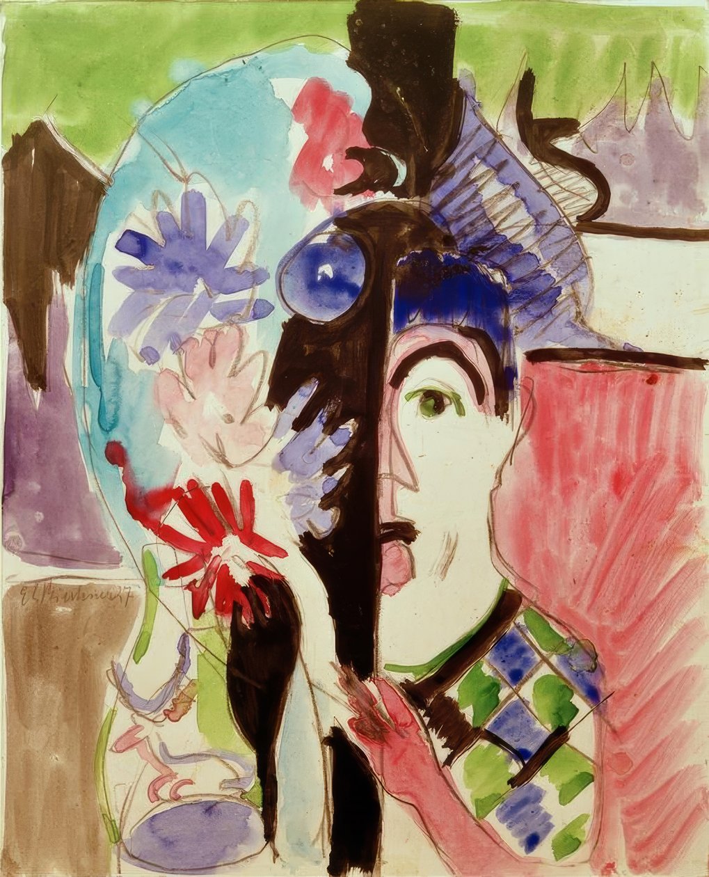 Frau mit Blumen tekijältä Ernst Ludwig Kirchner
